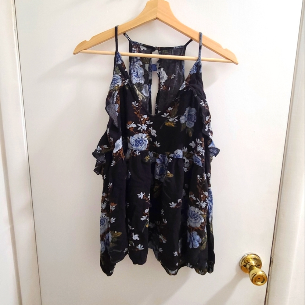 American Eagle Cold Shoulder Floral Top Medium - Picture 3 of 4